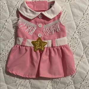 Pink Fringe dog dress with Gold Star. Sz xs